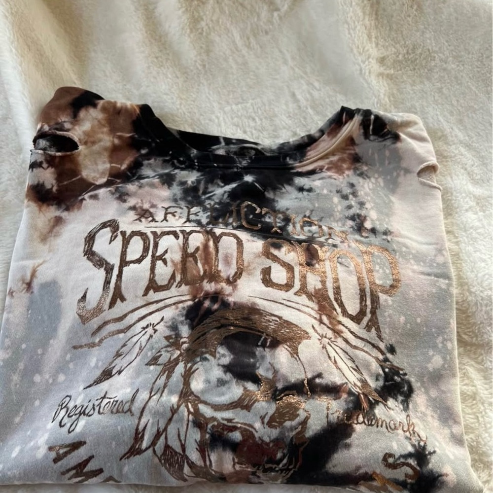 Affliction Speed Shop sweatshirt, purchased ripped and distressed, worn once